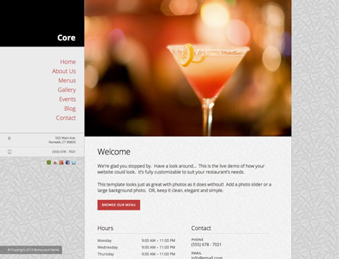 Core Restaurant Website Template